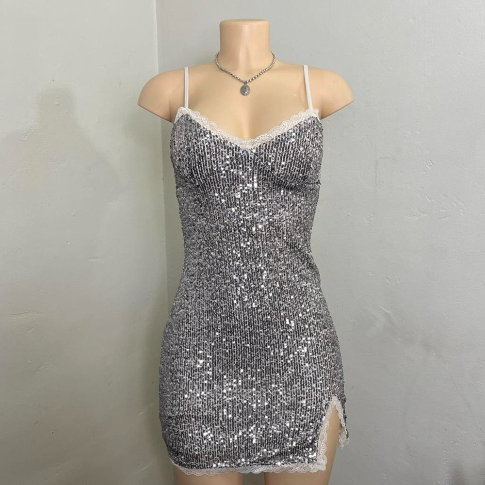 Wild Fable Silver Sequin Mini Dress